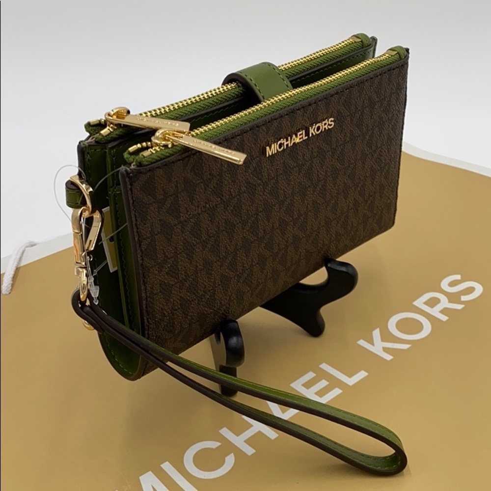 MICHAEL KORS LARGE DOUBLE ZIP WRISTLET EVERGREEN - Picture 15 of 16